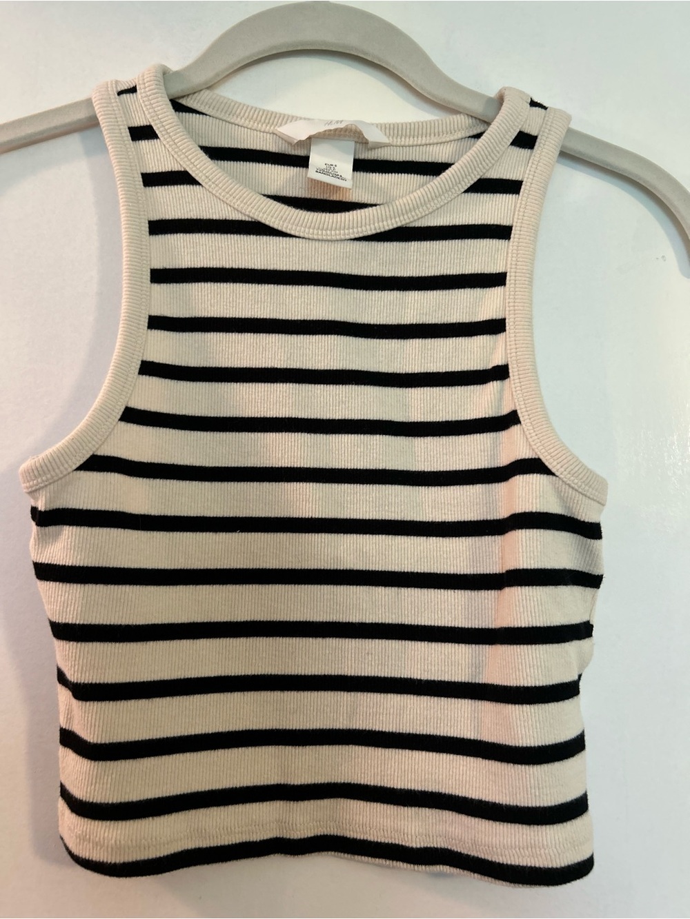 Small H&M Cream & Black Striped Ribbed Tank